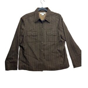 RAFAEL Women's Brown‎ Striped Button Up Jacket Size L